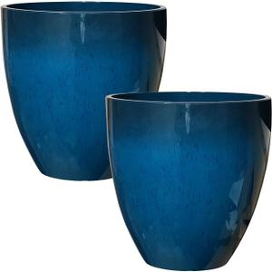 RUBBER BOND Plastic Plant Pots 2 Pack - Modern Indoor/Outdoor Planters for Home Decor - Weather-Resistant Large Flower Pots - Lightweight 12 Inches Tall Planters