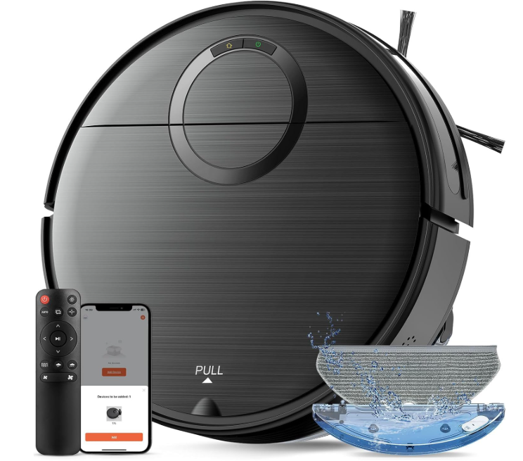 UMMUND Robot Vacuum and Mop Combo, 2 in 1 Self Cleaning Vacuum and Mop Robot with Schedule, Wi-Fi/App/Remote, Strong Suction, Self-Charging, Slim, Ideal for Hard Floor, Pet Hair, Low-Pile Carpet