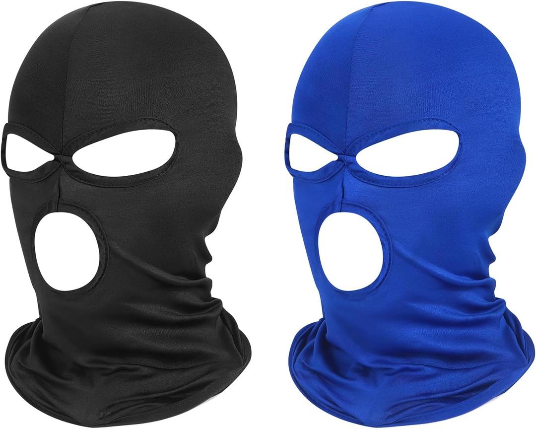 Pukavt 3 Hole Balaclava Ski Mask for Men Women, Thin Full Face Mask for Motorcycle Bike Hunting Cycling Skiing Cap (Black/Blue)
