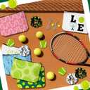 Y1tvei 30Pcs Tennis Cosmetic Bag Hair Scrunchies Round Mirrors Racket Keychain Tennis Party Favors Gifts, Sports Makeup Bag Accessories for Women Girls Sports Lovers Players Team Party Decor Supplies