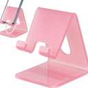 Tomorotec Acrylic Cell Phone Stand, Portable Phone Holder for Desk Non-Slip Desktop 4-8 Smartphones Holder Compatible with iPhone Samsung Galaxy Pixel Phone Cradle Dock Home Office (Pink) (Basic Style)
