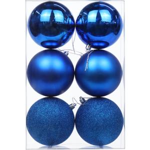 3.94" Large Christmas Balls Shatterproof Navy Blue Christmas Ornaments 6 Pcs Big Xmas Ornaments Balls for Xmas Tree Holiday Wedding Party Decoration
