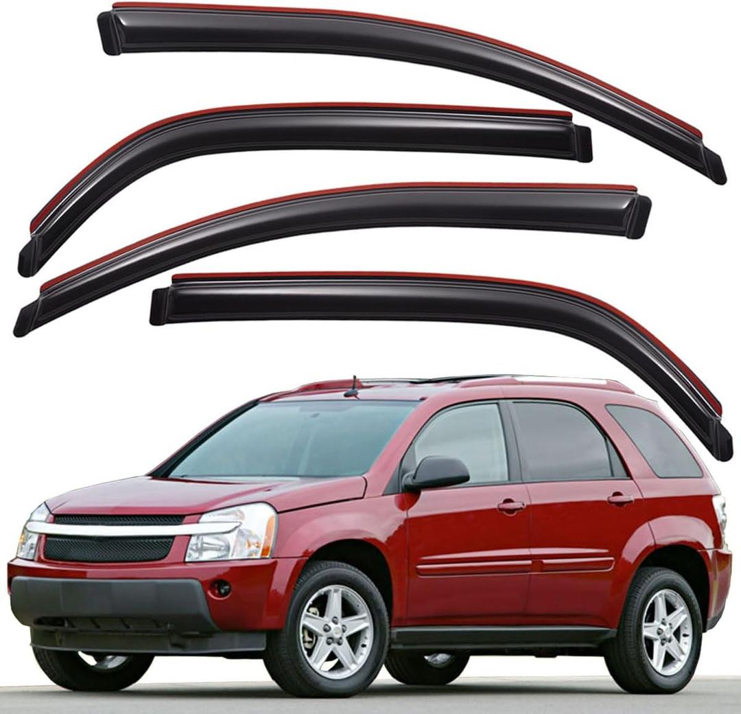 Lightronic Extra Durable Clip-on in-Channel Auto Vent Window Visor, Fits 2005-2009 Chevrolet Equinox & Pontiac Torrent, UV Protection Rain Guard, Original Wind Deflector, No-Drill, Smoke, 4-Pcs