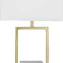 CosmoLiving by Cosmopolitan Marble Room Table Lamp Geometric Accent Lamp with Square Shade, Lamp 15" x 9" x 27", Gold