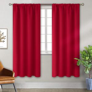 2 Blackout Window Curtain Panels, Foam Back Lined Curtains, Thick Erin Panels, (Red), 72*52”