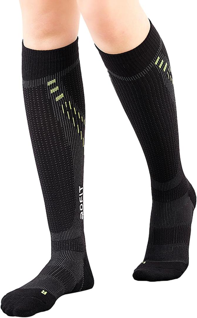 aoFIT Graduated Compression Socks for Women Travel Flight Nurses Dr Scholls Airplane 15-20 mmhg (Black, XL)