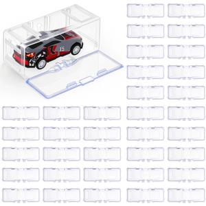 Marsui 100 Pcs 1/64 Scale Toy Cars Organizer Storage Case Clear Individual Toy Car Display Case1.4 x 1.4 x 3.5 Inches (White)