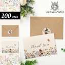 JarThenaAMCS 100 Pack Vintage Wildflower Thank You Cards Flower Greeting Cards Spring Blank Note Cards with Kraft Envelope Sticker for Birthday Wedding Baby Shower Bridal Shower, 4 x 6 Inch