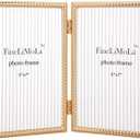 5x7''Double Frames Gold Rope Design Metal Photo Frame with black Velvet Backing and Real Glass Front,5x7'' Hinged Double Picture Frame for Tabletop and Shelf Display