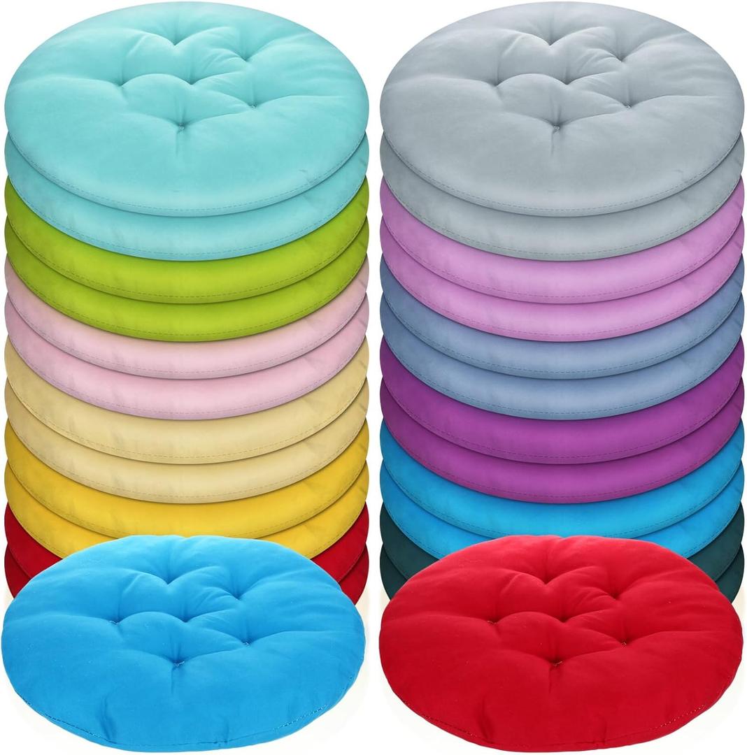 24 Pcs Round Floor Cushions Floor Pillows Meditation Seat Pillows Flexible Seating for Adults Kids, Chair Cushions for Classroom, Nursery, Living Room, Yoga(Medium 15.7 Inch,Multi Color)