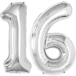GOER Number 16 Balloons for 16th Birthday Sweet 16 Party Decorations,42 Inch Jumbo Foil Helium 61 Balloons for 61st Birthday Party Decoration (Sage Green) (Silver)