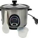 Westinghouse 220 Volt Rice Cooker 10 Cup, Non Stick Cooking Pot, Measuring Cup, Keep Warm Function-Stainless Steel-700W (European AC power plug only)