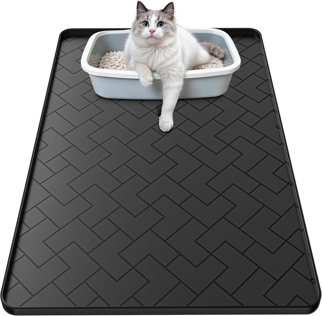 Silicone Cat Litter Mat for litter box 24" X 15"-Easy to Clean Cat Litter Trapping Mat, Waterproof, urine-proof and non-slip to keep the floor clean and tidyBlack Silicone Cat Litter Mat for litter box 24" X 15"-Easy to Clean Cat Litter Trapping Mat, Waterproof, urine-proof and non-slip to keep the floor clean and tidyBlack