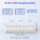 320W Charging Station for Multiple Devices, 10 Ports Fast Multi-Device Charger Organizer Compatible with MacBook Pro Laptop, iPhone, Android, Ipad, Tablet, Kindle, Family Multi-Device Charging Dock