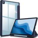 Fintie Hybrid Slim Case for Samsung Galaxy Tab S6 Lite 10.4 Inch 2024/2022/2020 with S Pen Holder, Shockproof Cover with Clear Transparent Back Shell, Navy