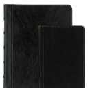 Samsill Vintage Leather Binder, Zippered, 1 Inch Round Ring, Letter Size 8.5x11 Documents, Contrast Stitching, Professional Organizer Portfolio, Planner, Black