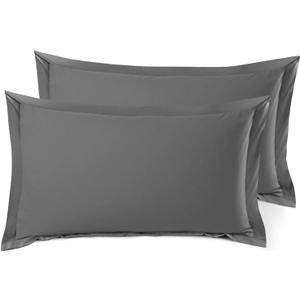 Nestl Soft Pillow Shams Set of 2 - Double Brushed Microfiber Pillow Covers - Hotel Style Premium Bed Pillow Cases, with 1.5 Decorative Flange, King 20"x36" - Gray (08 - Dark Grey)