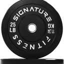 Fitvids Olympic Bumper Plates Set, 2" Weight Plates for Strength Training & Weightlifting, Paris or Set or Set with Barbell, Multiple Options (Black) 25LBS