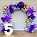 2 x 83Pcs Dark Purple Balloon Garland Kit with 2 Foil Star Balloons, 18/12/10/5 Inch Matte Purple Latex Balloons for Princess Birthday, Baby Shower, Bachelorette Party Decorations
