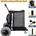 Beach Cart Foldable Fishing Trolley with 12 inch Balloon Wheels for Sand All-Terrain