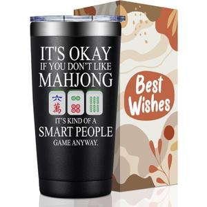 BIRGILT Mahjong Gifts for Women, Men - Funny Mah Jongg Themed Gifts for Players Lovers - Mah Jongg Accessories Gift on Birthday, Christmas - Smart People Game Mahjong Cup Tumbler 20oz