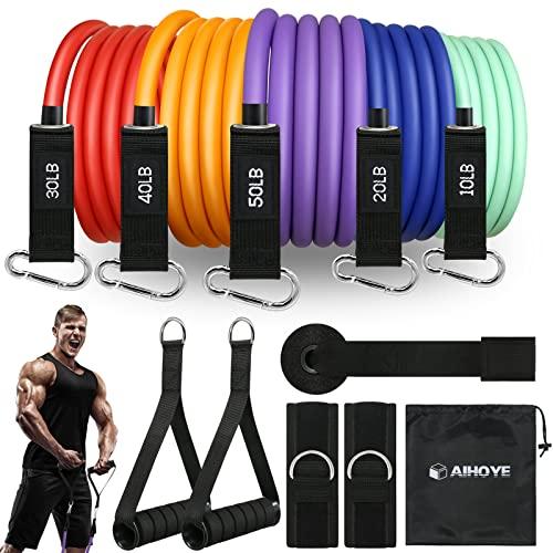 Heavy Resistance Bands Set for Working Out - Exercise Bands With Door Anchor and Handles - Stretch Bands for Fitness, Workout,