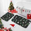 Britimes Christmas Bathroom Rug and Mat Set 2 Piece, Christmas Trees Red Green Black Bathroom Rugs Non Slip, Absorbent Microfiber Memory Foam Bath Mat Machine Washable