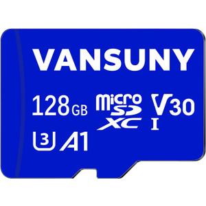Vansuny Micro SD Card 128GB microSDXC Memory Card with SD Adapter A1 App Performance V30 4K Video Recording C10 U3 Micro SD for Phone, Security Camera, Dash Cam, Action Camera