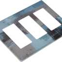 Navy Blue Turquoise 3 Gang Triple Rocker/Light Switch Wall Plate Cover Teal Indigo Abstract Art Decorative Electrical Faceplate for Kitchen Bathroom Bedroom