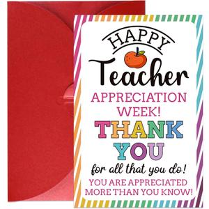 Teacher Appreciation Card - Teacher Thank You Card with Envelope Thank You Teachers Cards from Students Teachers Appreciation Gifts End of School Year Gifts