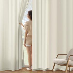 MIULEE Ivory Privacy Sheer Curtains That Let Light in 90 Inches Long Non-See-Through Semi Sheer Curtain Light Filtering Window Curtains Drapes for Living Room Bedroom 2 Panels Set