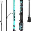 One Bass Spinning Rod & Casting Rod, High Performance IM6 Graphite Fishing Pole for Bass Fishing,2- Piece Desgin for Travel, 6'0"-ML-Fast