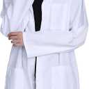 Professional Lab Coat for Women, Full Sleeve Cotton Blend Long Medical Coat White, Unisex (Small)