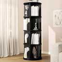 Rotating Bookshelf Tower, 4 Tier Corner Narrow Spinning Bookcase, 360° Revolving Storage Round Book Shelf, Vertical Swivel Lazy Susan Organizer for Kids Rooms Classroom Library Small Space Decor