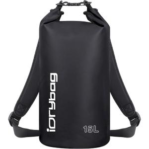 IDRYBAG Dry Bags for Kayaking Waterproof 2L/5L/10L/15L/20L, Small Dry Bag Waterproof Floating, Dry Sack Waterproof Bag for Paddleboarding Travel (black)