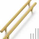 Haliwu 10 Pack Cabinet Handles Brass Gold Cabinet Pulls 6-1/4 Inch Hole Center Drawer Pulls Modern Bar Dresser Handles for Bathroom Kitchen Bedroom