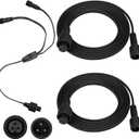 MorningRo 3 Pcs Extension Cable Kit Compatible with Govee Permanent Outdoor Light 3 Pins Y Splitter Cord Straight Extension Compatible with Govee H705 H706 H805 Weatherproof Patio Yard (6.2 ft,Black)