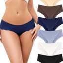 2 x UNDER THE SEA Seamless Underwear for Women Cheeky Low Rise Scalloped Edge Hipster No Show Bikini Panties S-XL