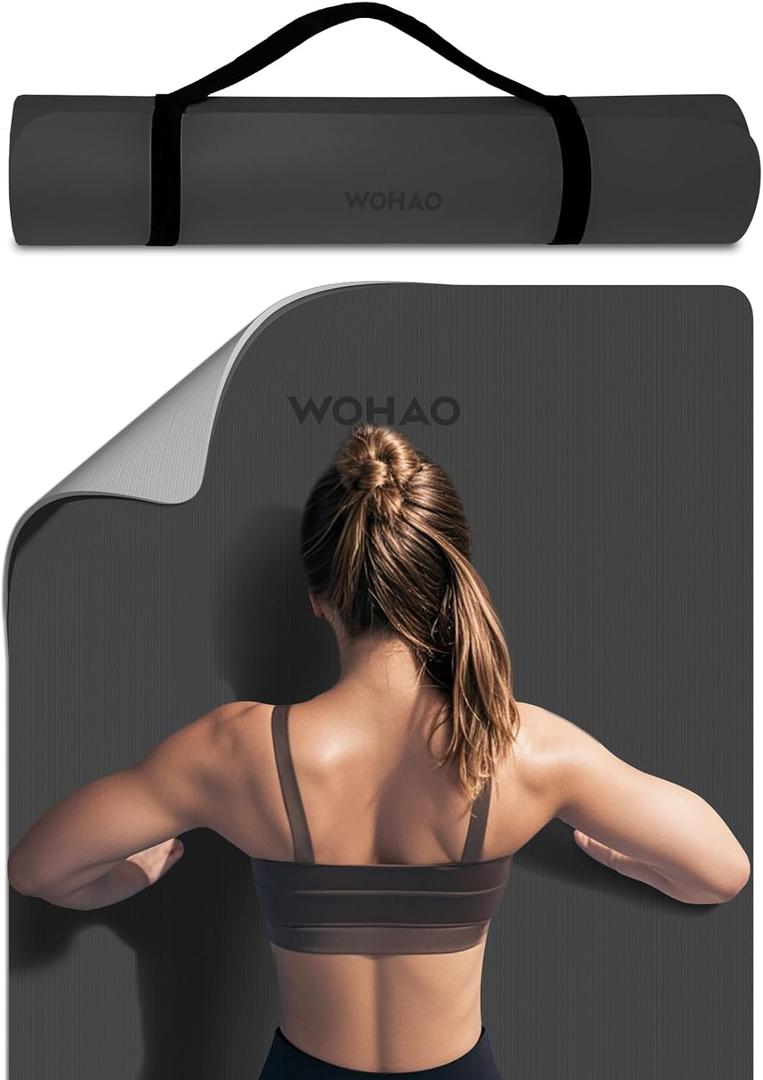 Extra Thick 8mm Yoga Mat, 72"x28" Non Slip Exercise Mat, Reversible 2-Sided Dual Color Premium POE Material, with Carrying Strap for Yoga, Pilates, Home Gym