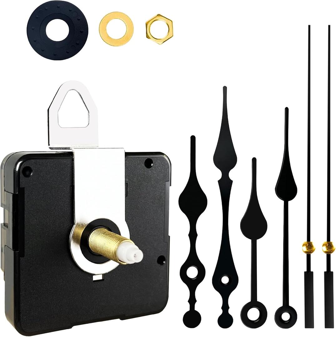 AIRUIFU Clock Mechanism Replacement, Quartz Clock Movement Mechanism Replacement Battery Operated DIY Repair Parts Replacement Shaft Lengths 22mm (55/64inch)