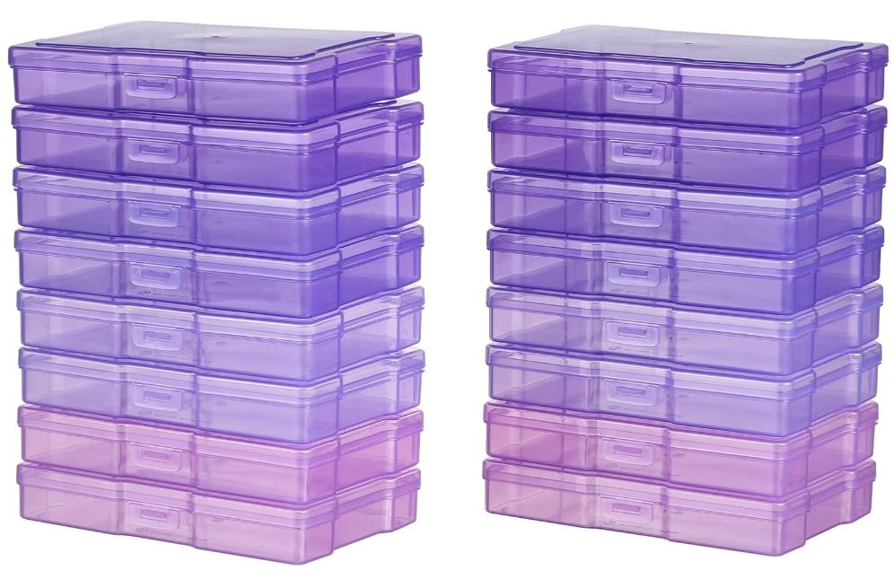 novelinks Photos Organizer - 4" x 6" Photo Storage Box with Handle - 16 Inner Cases - Purple Gradient