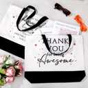 Cunno 6 Pcs Christmas Thank You Canvas Bag for Women Employee Appreciation Gift Reusable Grocery Bags for Coworker Nurse