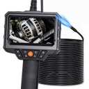 Endoscope with Light and 50ft Semi-Rigid Cable, Handheld Borescope 4.3'' HD 1080P, 8 Adjustable LED Lights, IP67 Waterproof Inspection Camera for Sewer, Gadgets for Men (Single Lens)