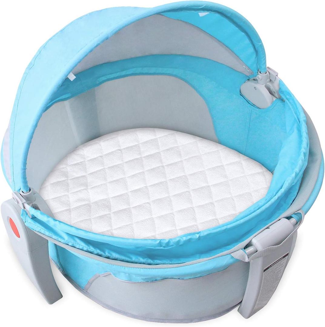 1 Waterproof Bassinet Mattress Pad Cover Compatible with Fisher Price On The Go Baby Dome, Ultra Soft Surface, Breathable and Easy Care