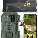 4G Cellular Trail Camera-with 2K 48MP Wide Angle 120 Degree,Night Vision up to 100FT, Solar Powered Hunting Camera with SD Storage, IP68 Waterproof, Motion Activated Wildlife Camera for Hunting