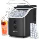 ecozy Ice Cube Makers Countertop, 33lbs Per Day Portable Ice Machine, Self-Cleaning Ice Maker Machine with 1.5L External Water Tank for Home Office Party Bar