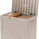 IRIS USA 35-Gallon Outdoor Deck Delivery Storage Box, Lockable & UV-Protected, Weather-Resistant Patio Storage for Cushions, Garden Tools & Packages, Waterproof Resin, Durable & Stylish Design - Beige