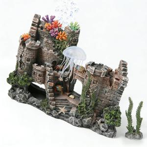 Fish Tank Aquarium Castle Decor, Hiding Spots, Safe for Aquatic Pets to Breed Play & Rest, Freshwater Saltwater Tank Landscaping Accessory