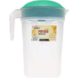Green Ice Tea Pitcher - 5L Plastic, 1.3 Gallon, With Lid, For Fridge
