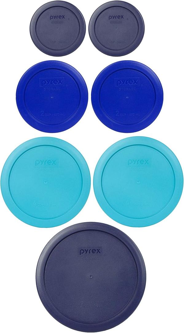 Pyrex 7 Lid Oceanic Shades Bundle for 7202, 7200, 7201, and 7402 Glassware, Made in the USA (Dark Blue, Cobalt Blue, Surf Blue) Pyrex 7 Lid Oceanic Shades Bundle for 7202, 7200, 7201, and 7402 Glassware, Made in the USA (Dark Blue, Cobalt Blue, Surf Blue)